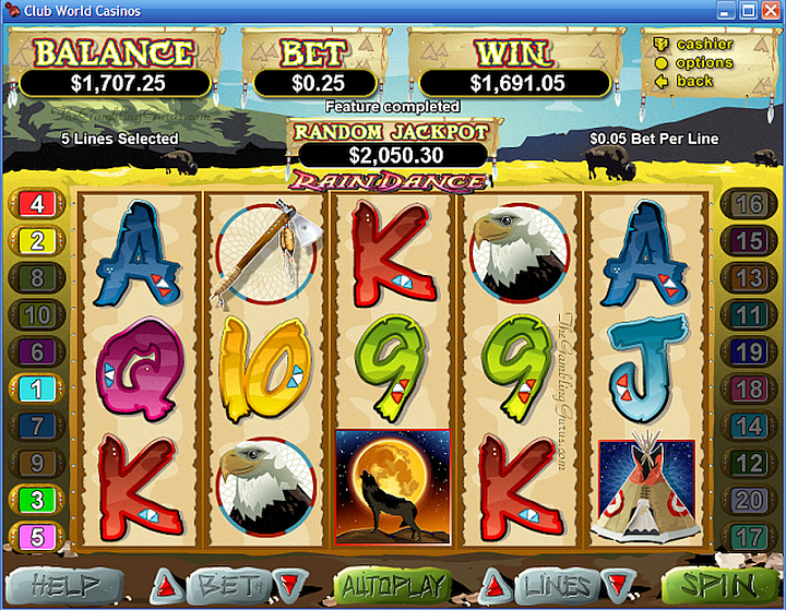 Rain Dance 1100 Spins ClubUSA Casino-Raindance-Win1691